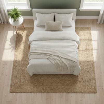 bedroom showing proper rug placement