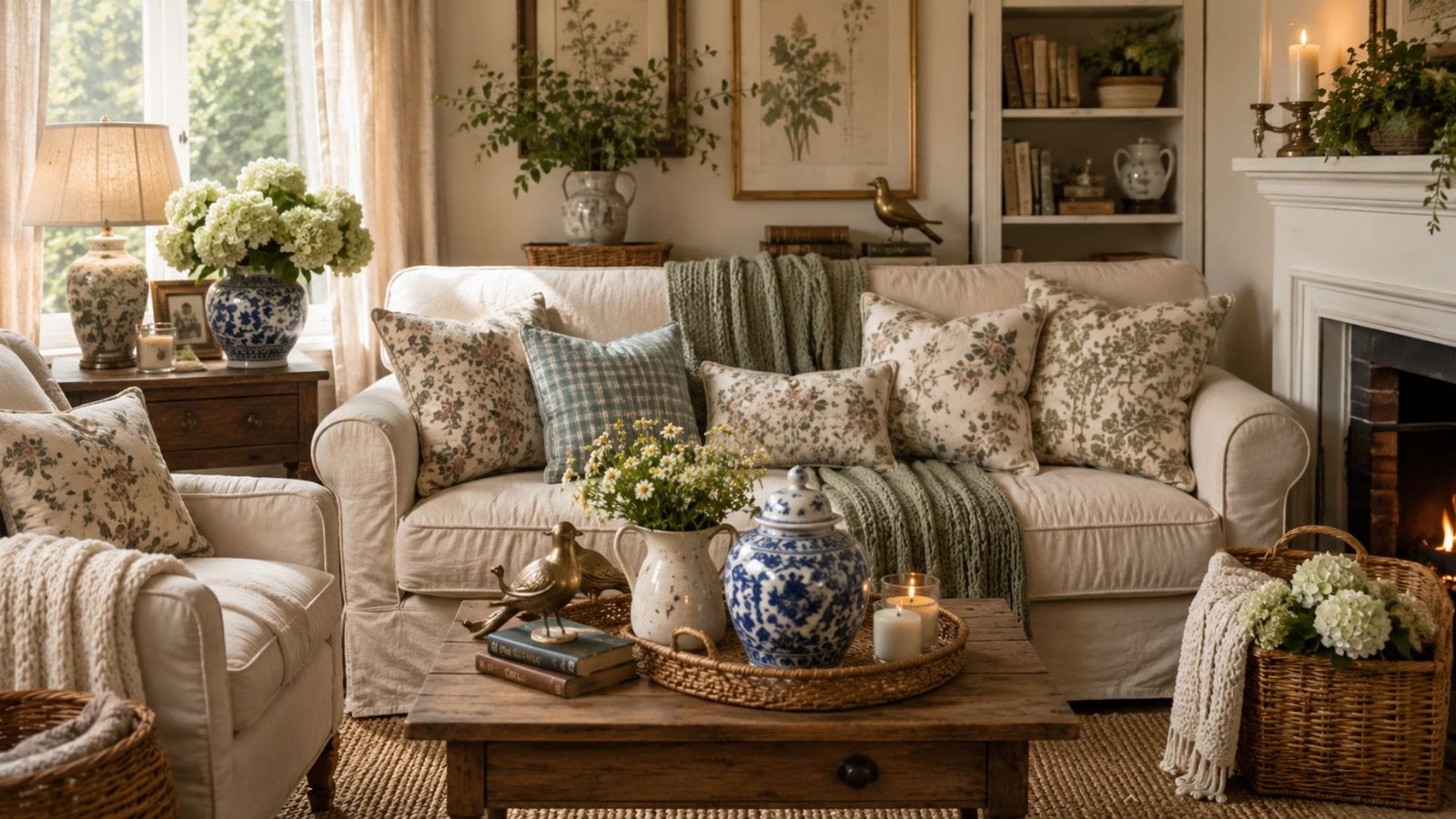 cozy cottagecore living room 