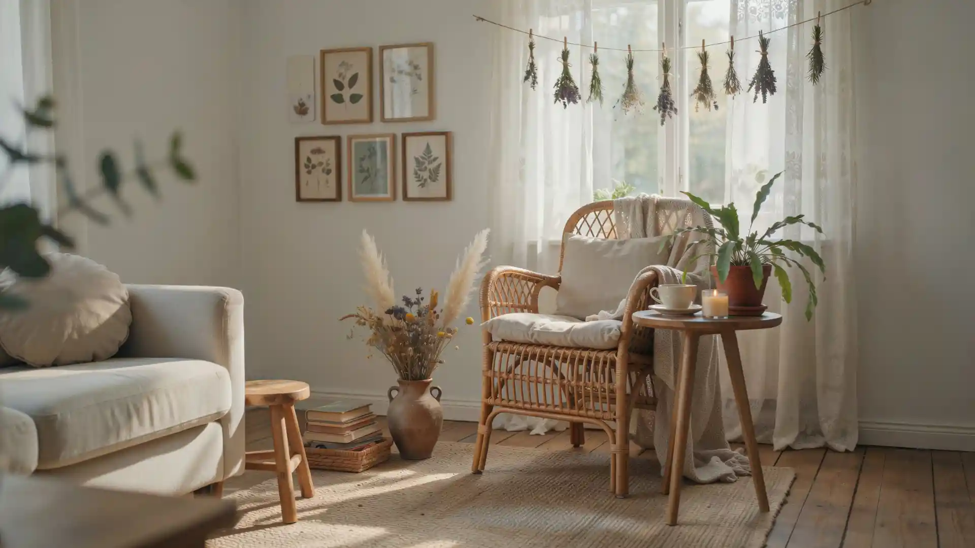cozy cottagecore chair vignette