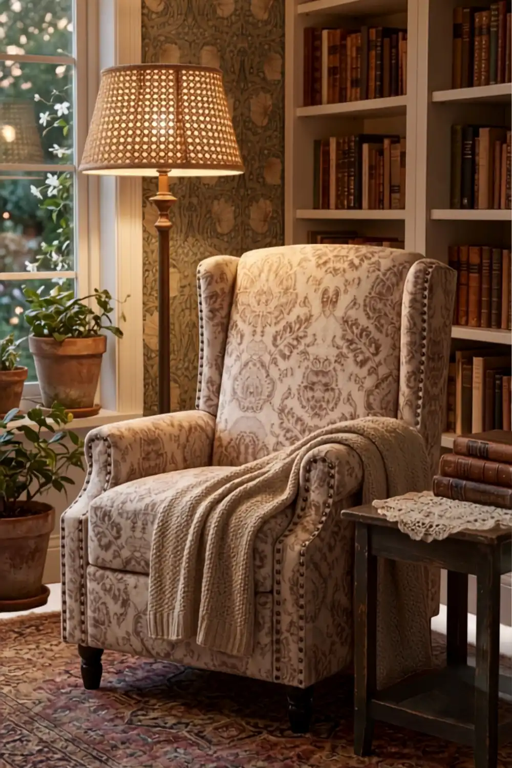 a vintage inspired wingback armchair reading nook 